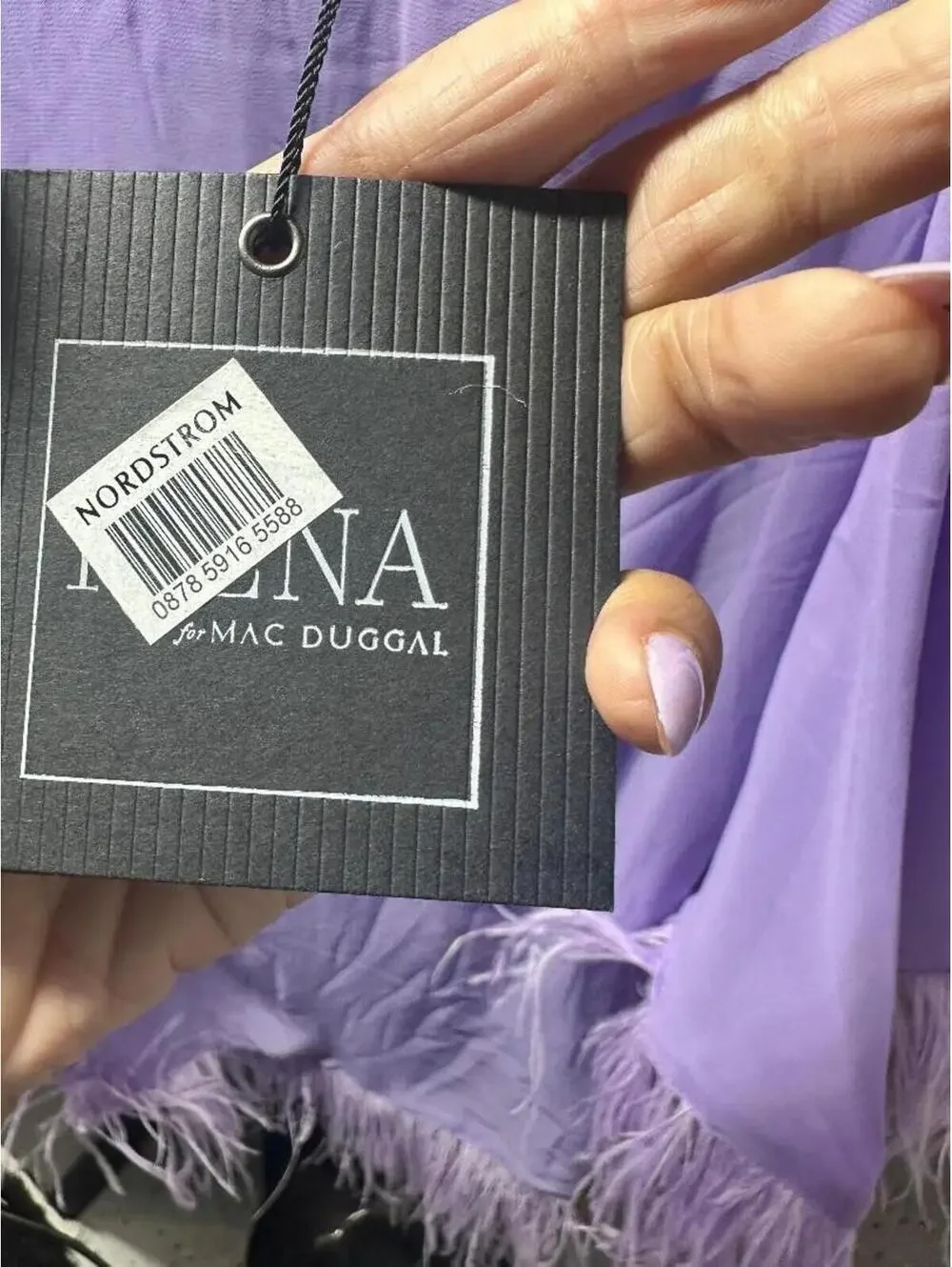 Ieena for Mac Duggal 11439 Lavender Feather Trim Dress Size 8 Lilac Mini NWT - Picture 5 of 5